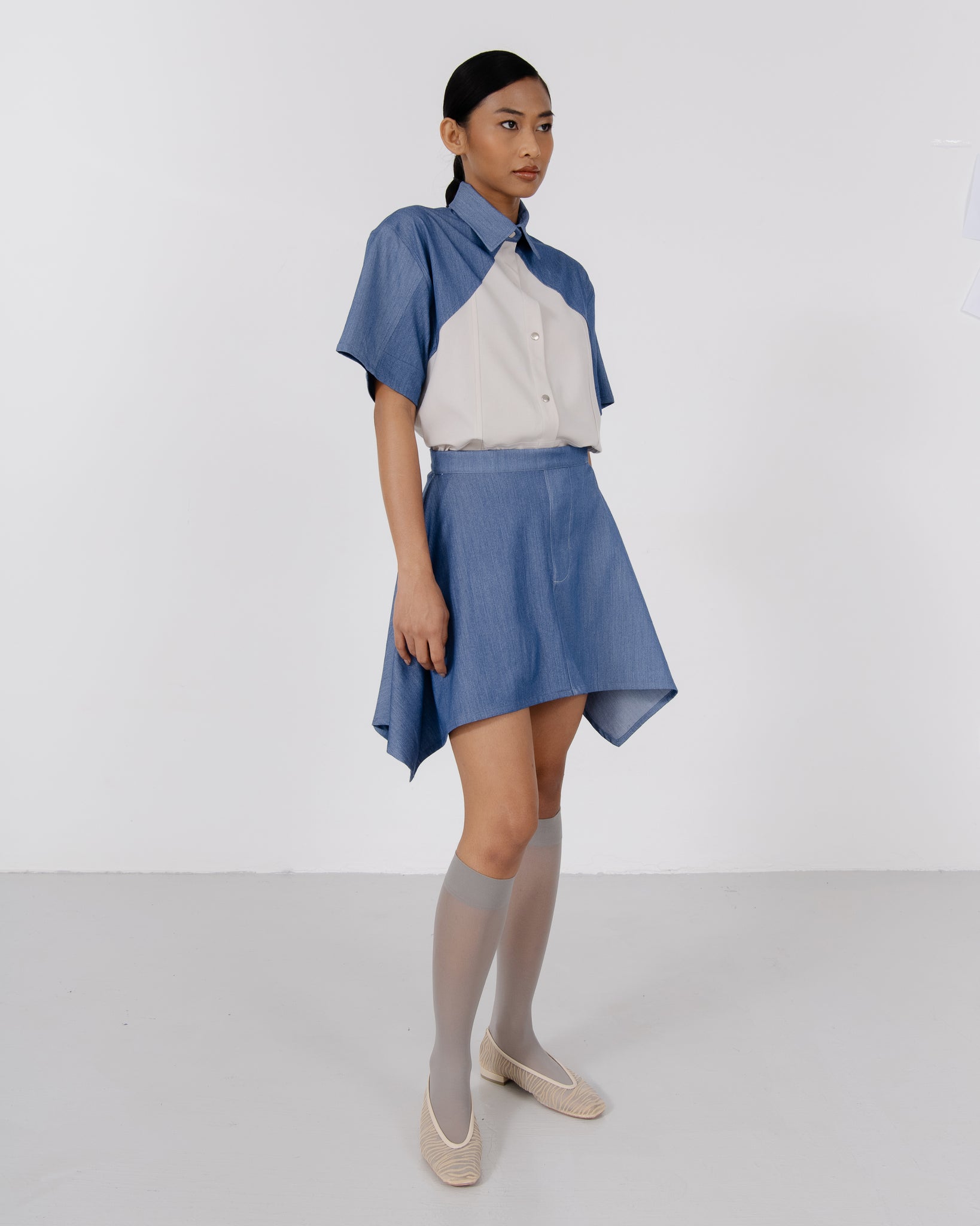 SFxNH Draped Skirt (Blue Denim)