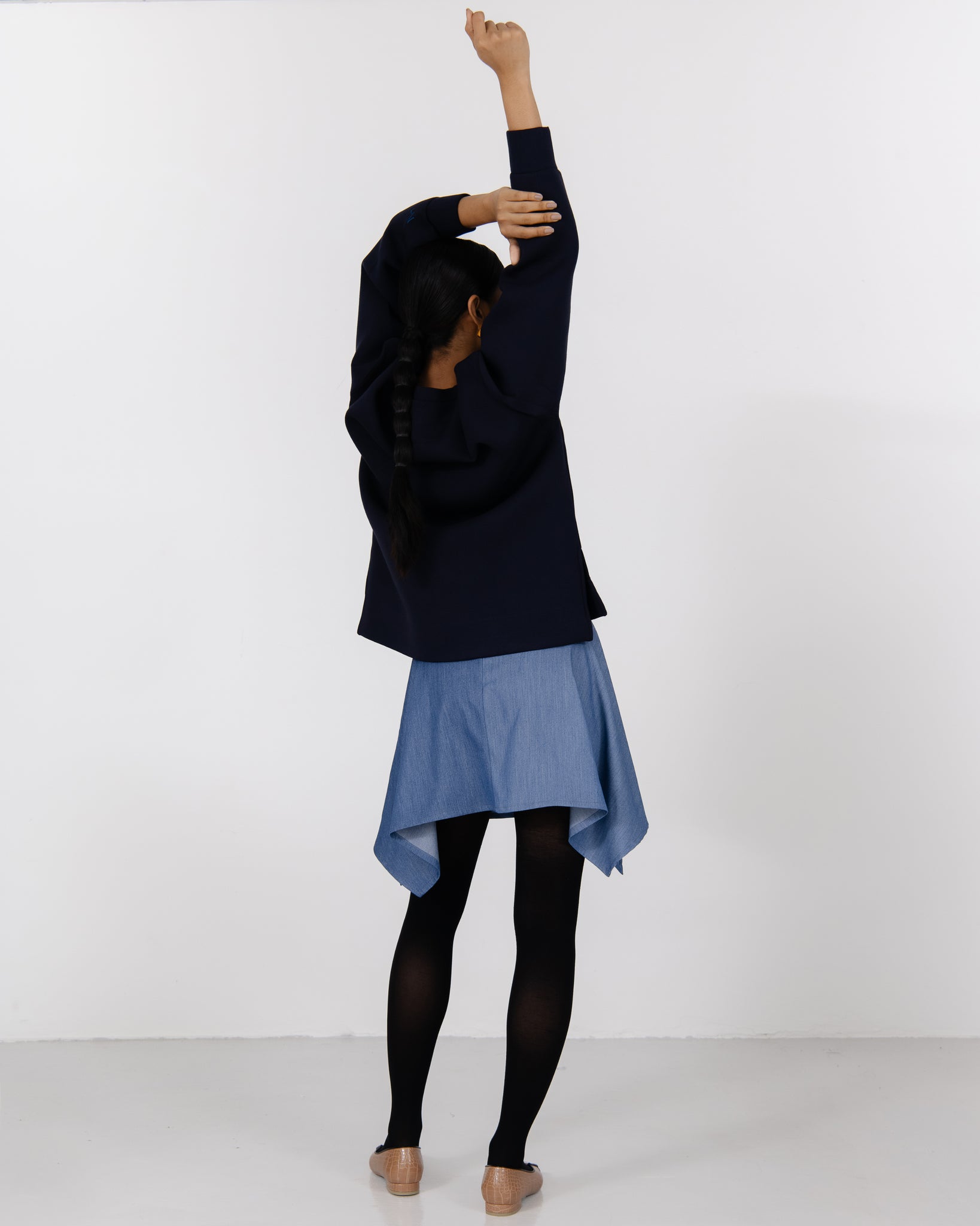 SFxNH Draped Skirt (Blue Denim)