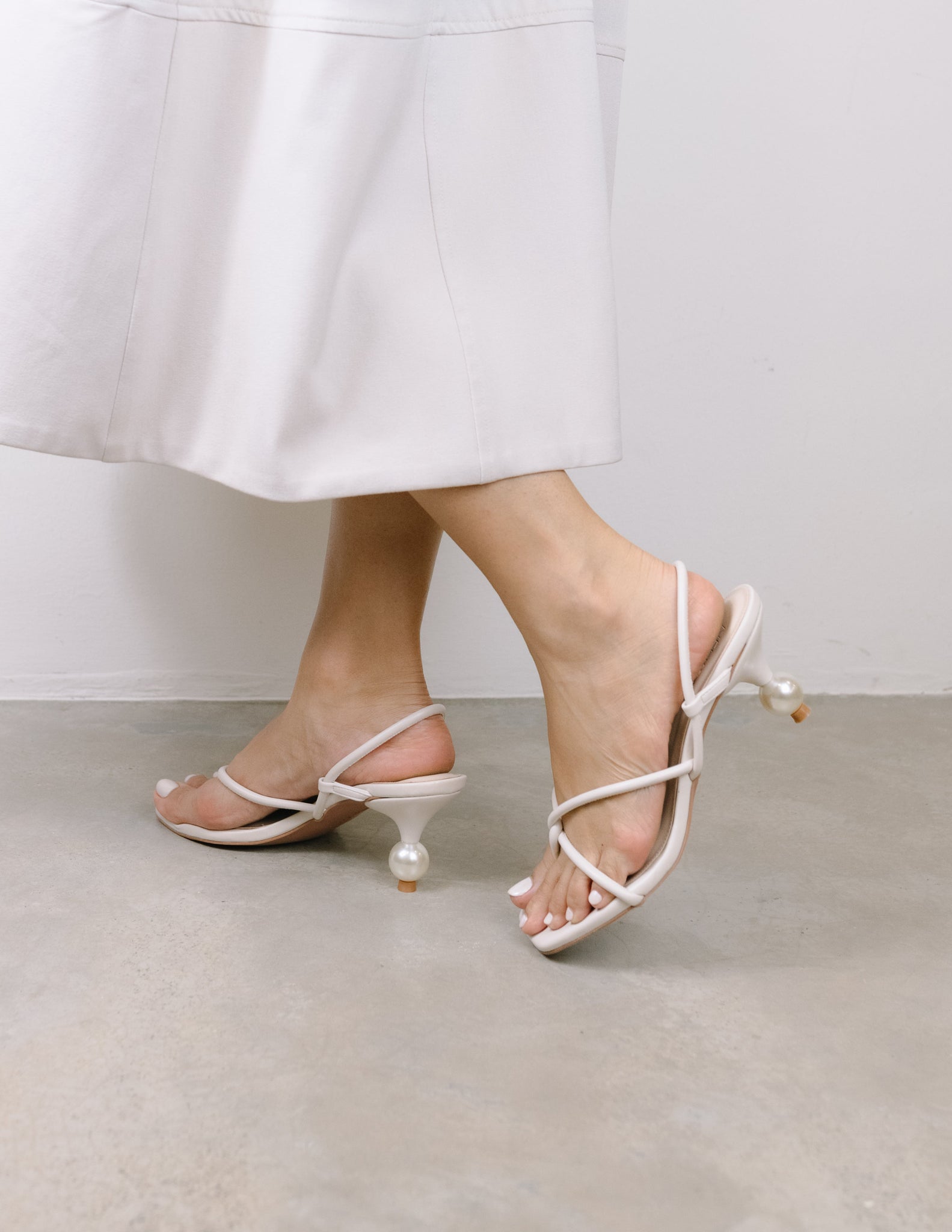 Ambra Slingback Heel Sandals (Off White)