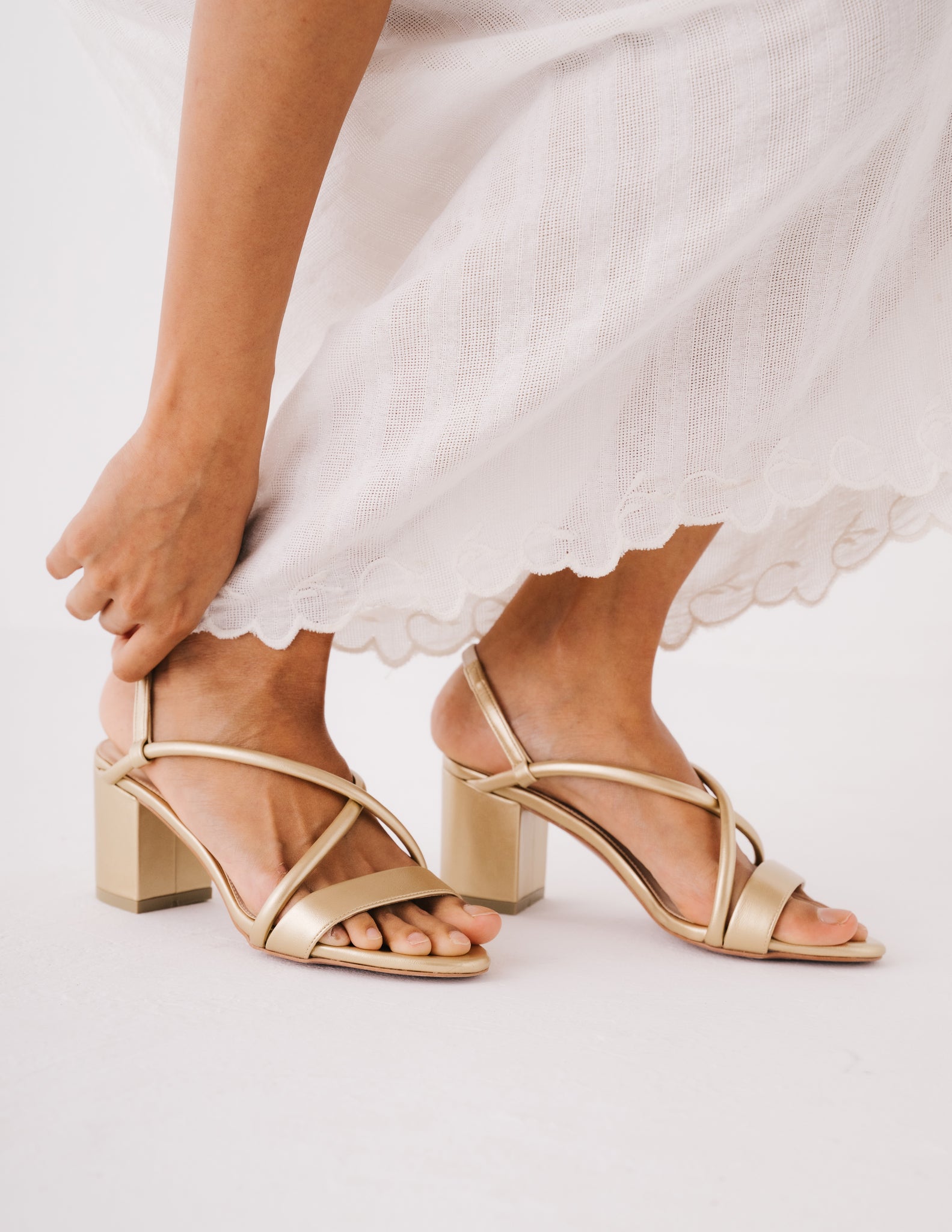 Intan Strappy Block Heels (Gold)