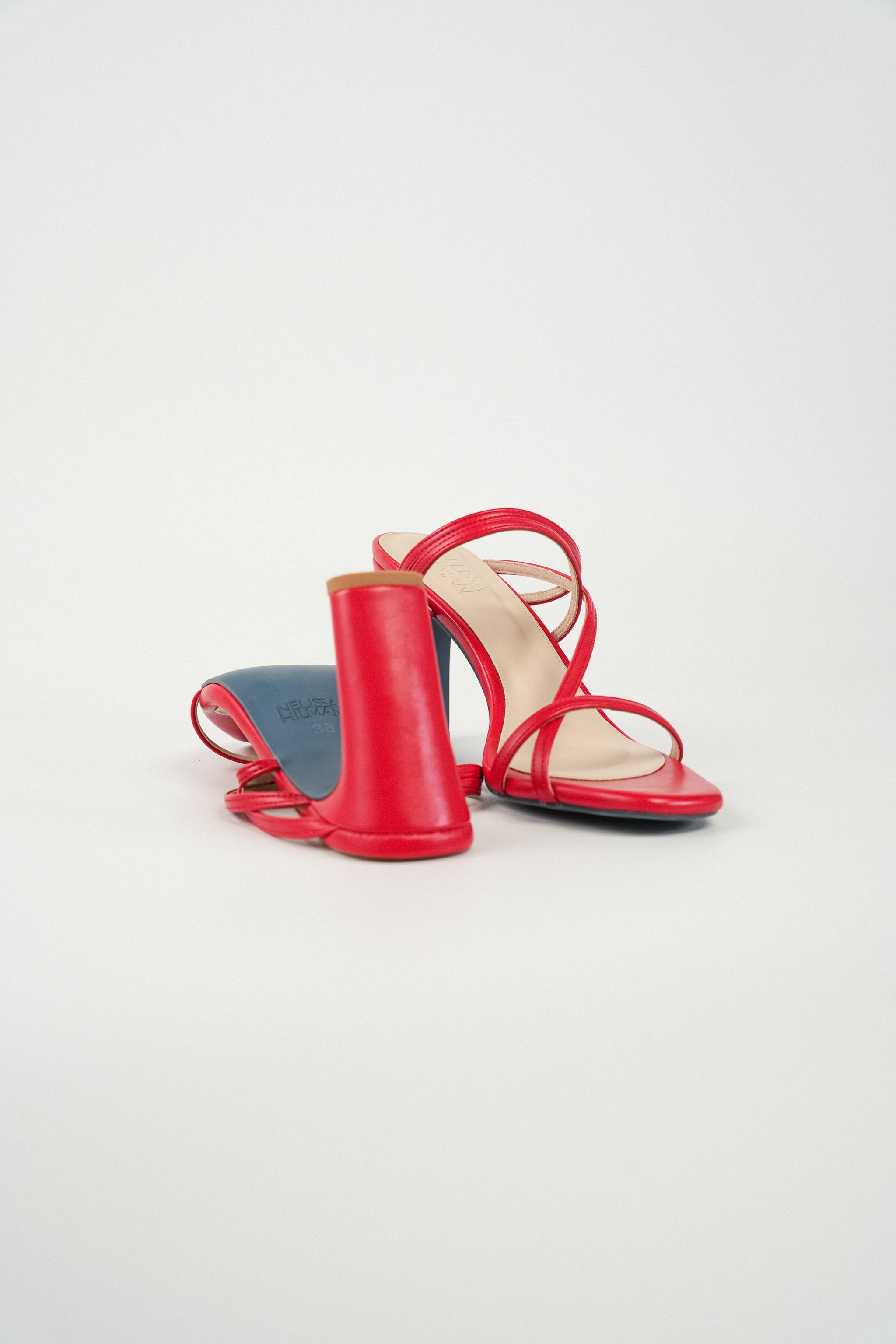 Strappy red sandals store