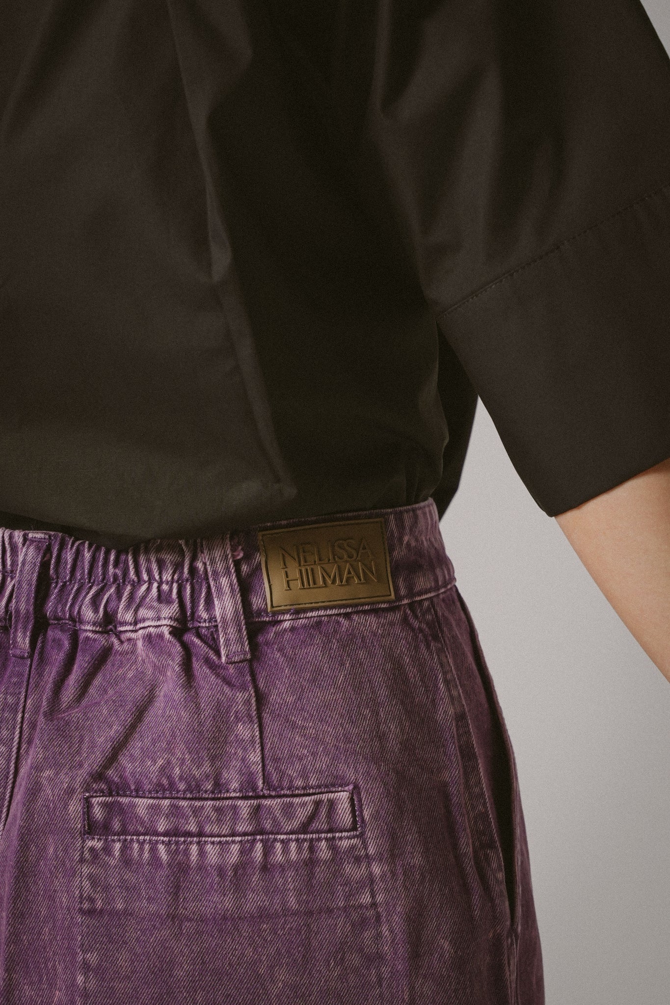 Front-Slit Denim Midi Skirts (Purple)