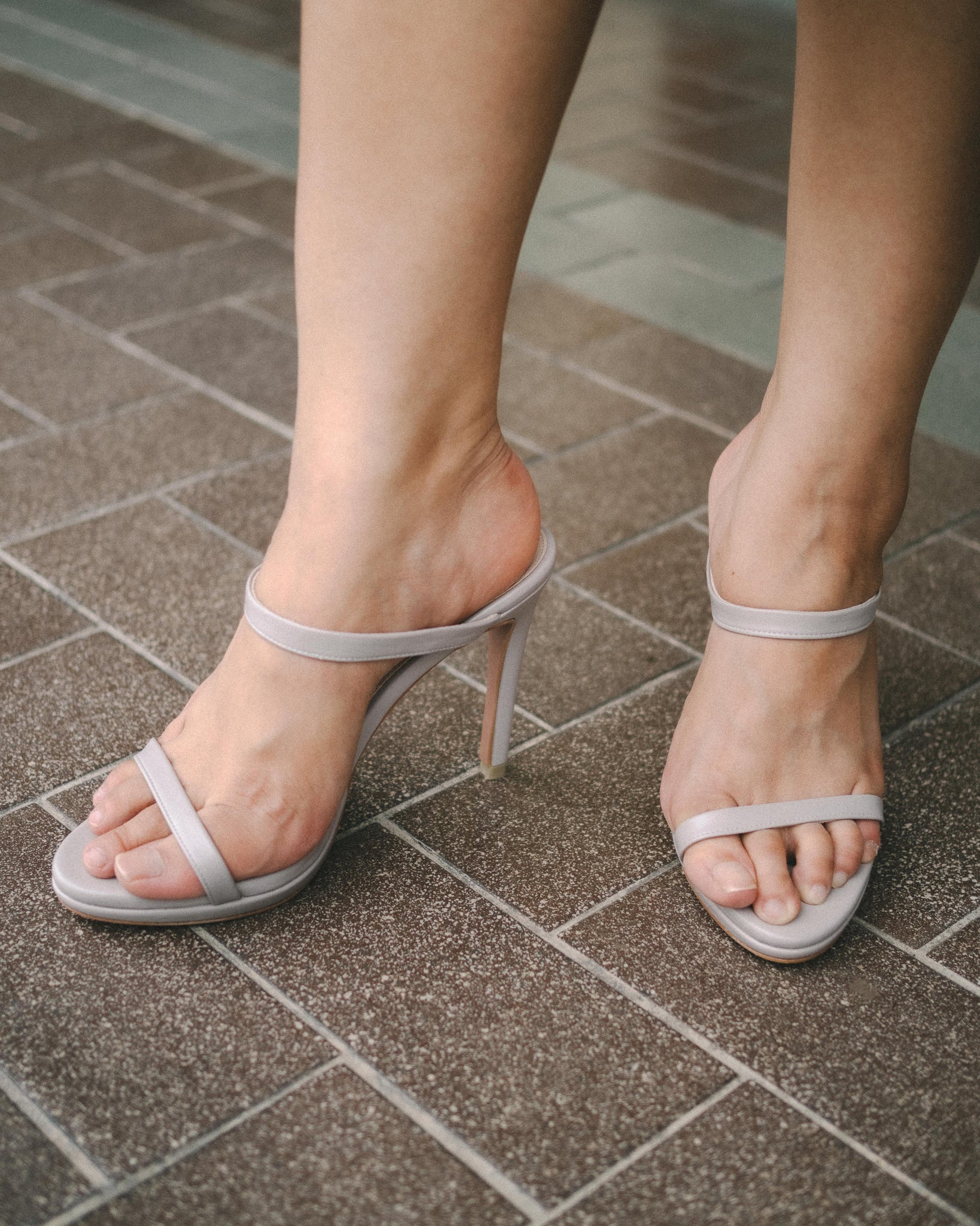 Lily Platform Strappy Heel Sandals (Taupe)