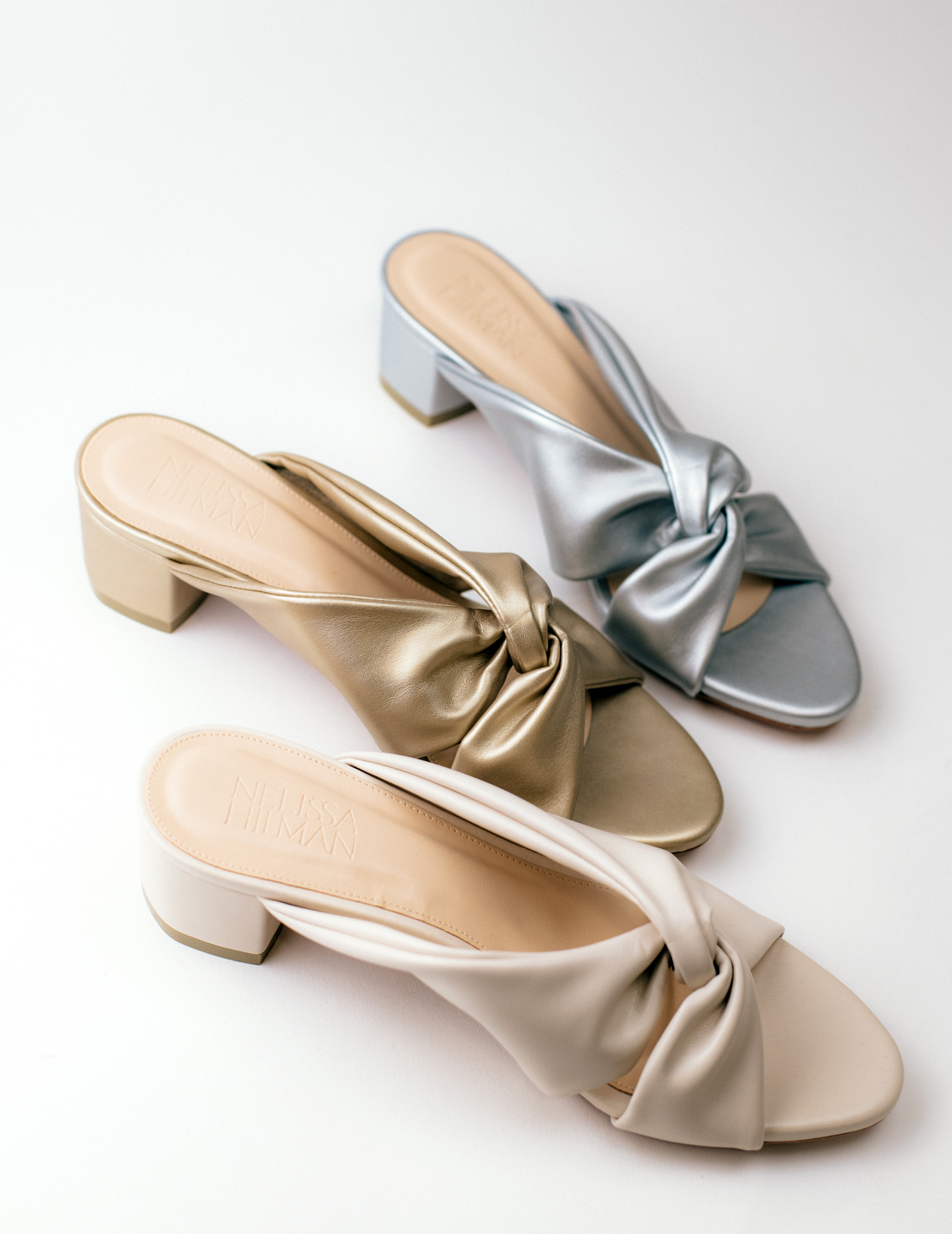 Silver block heels sales low