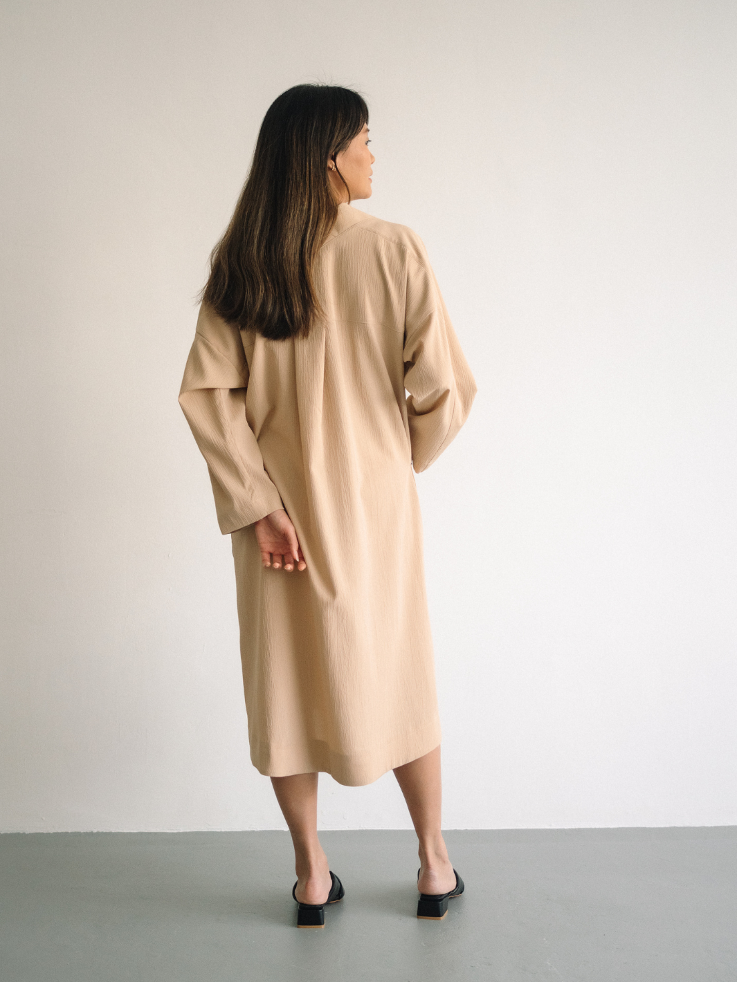 Long Sleeve Midi Dress (Khaki)