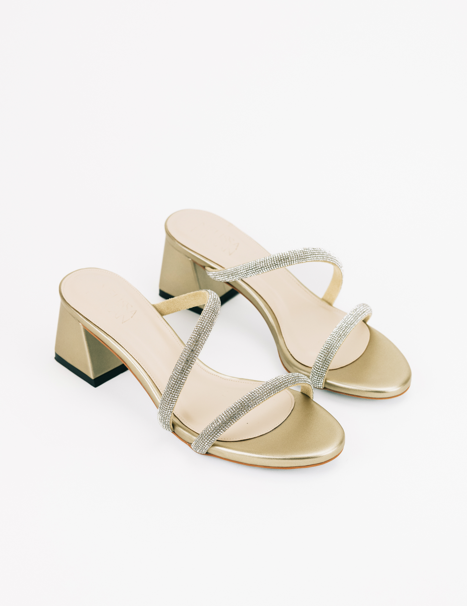 Gold embellished block heels outlet