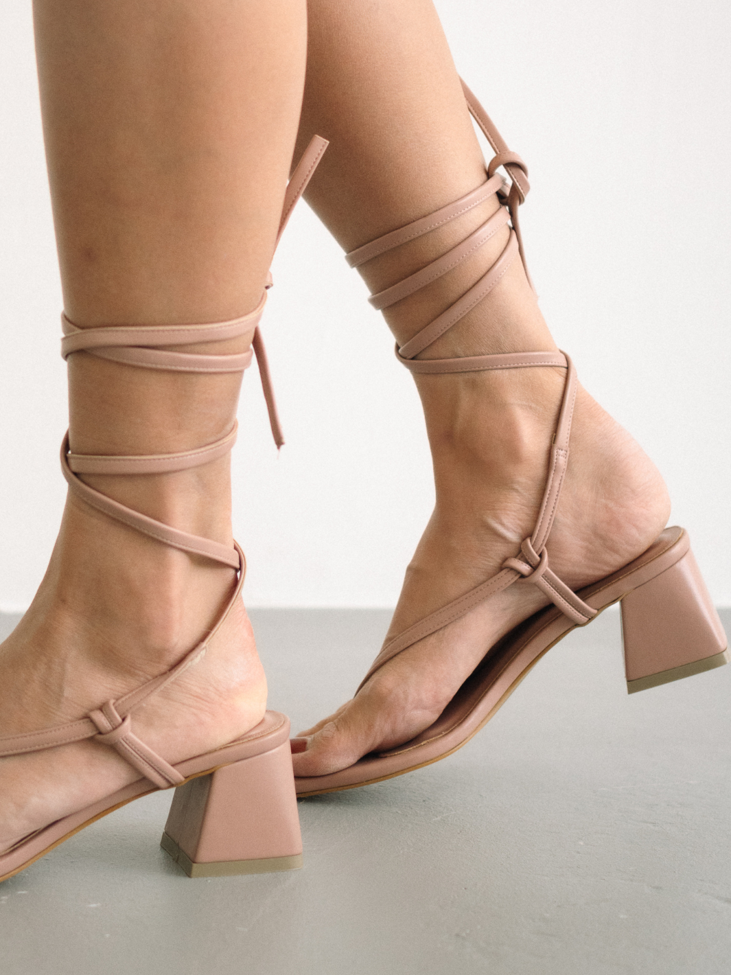 Delila Lace Up Heel Sandals Blush