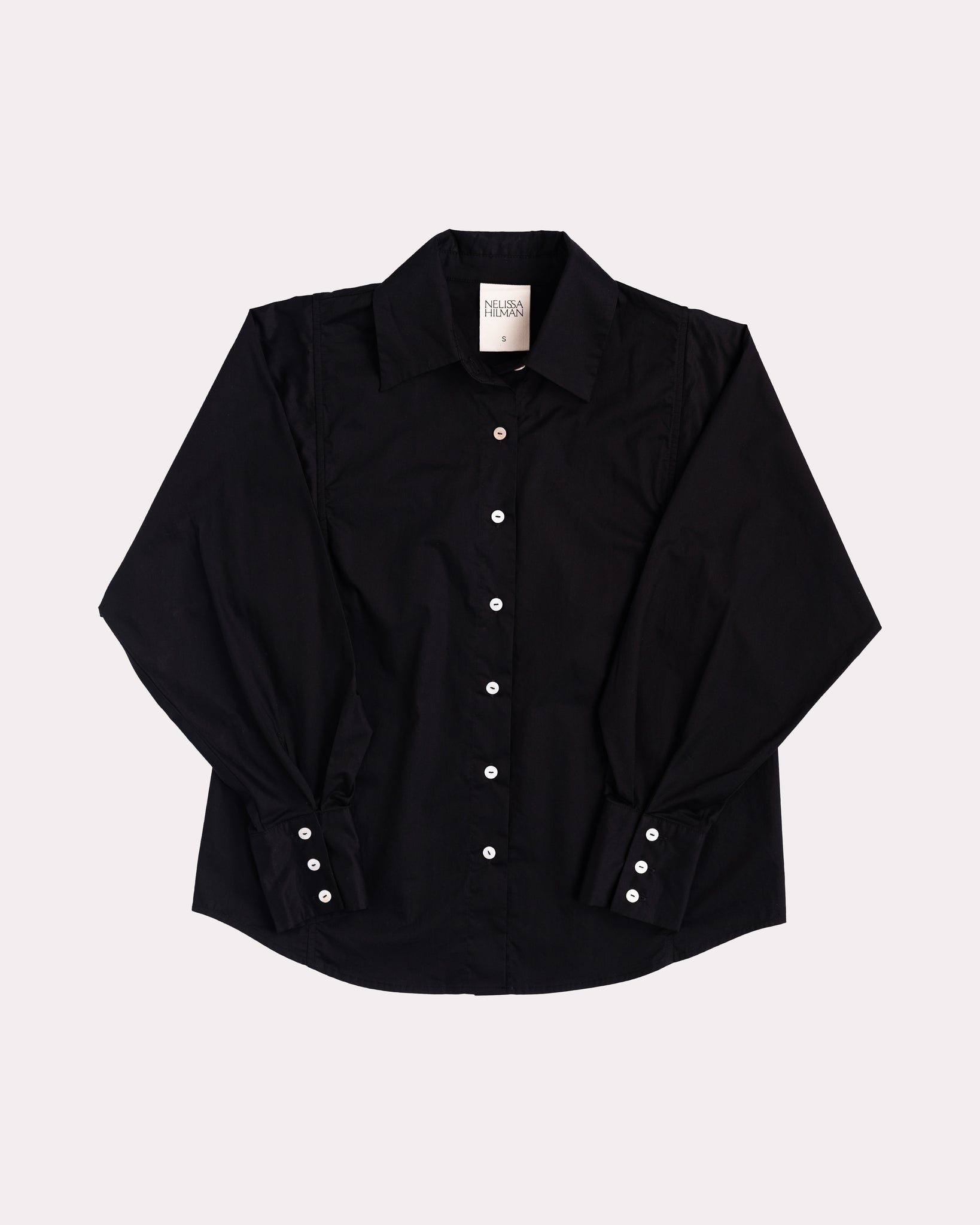 Caped-panel Poplin Shirt (Black)