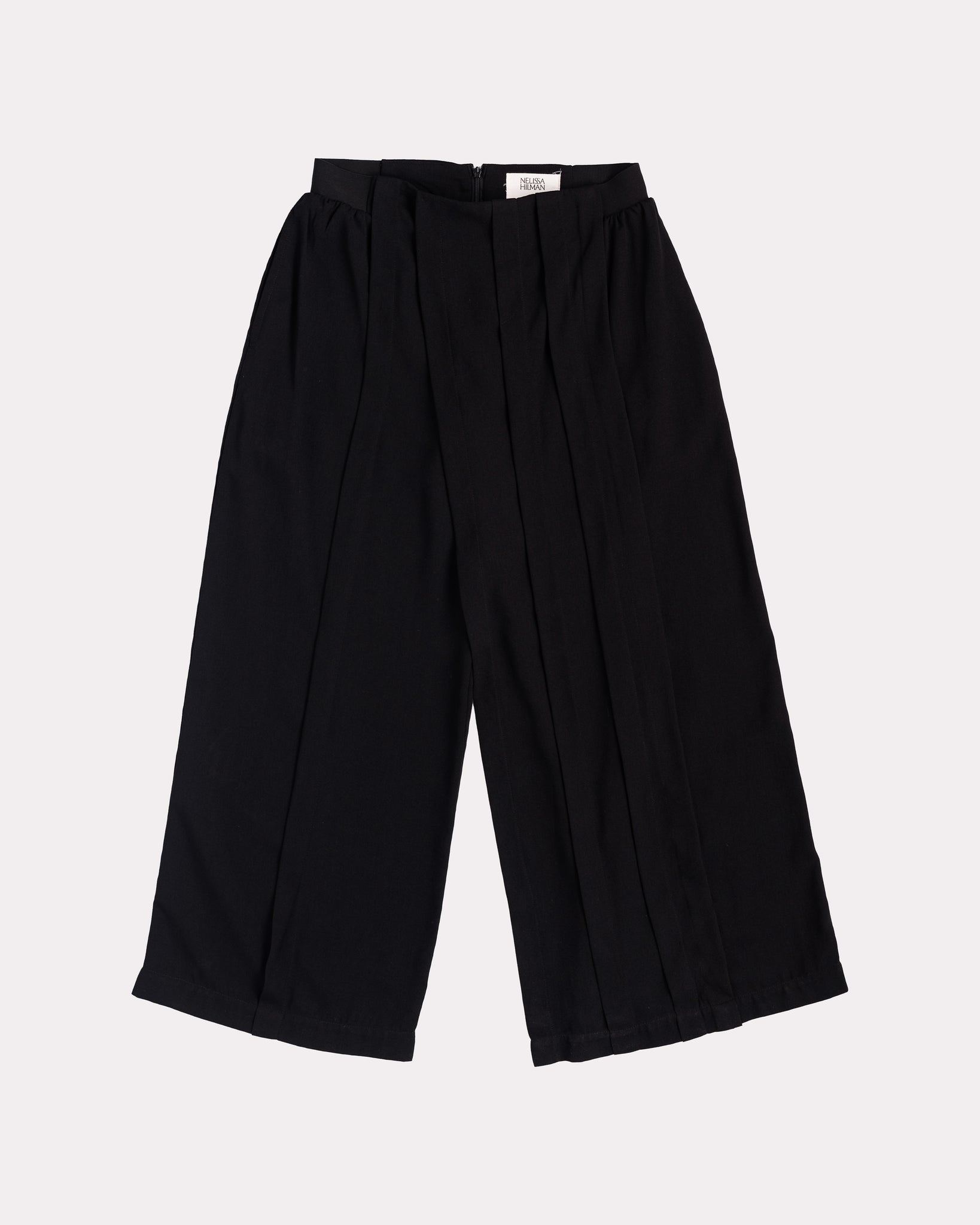 Pleat-Paneled Pants (Black)