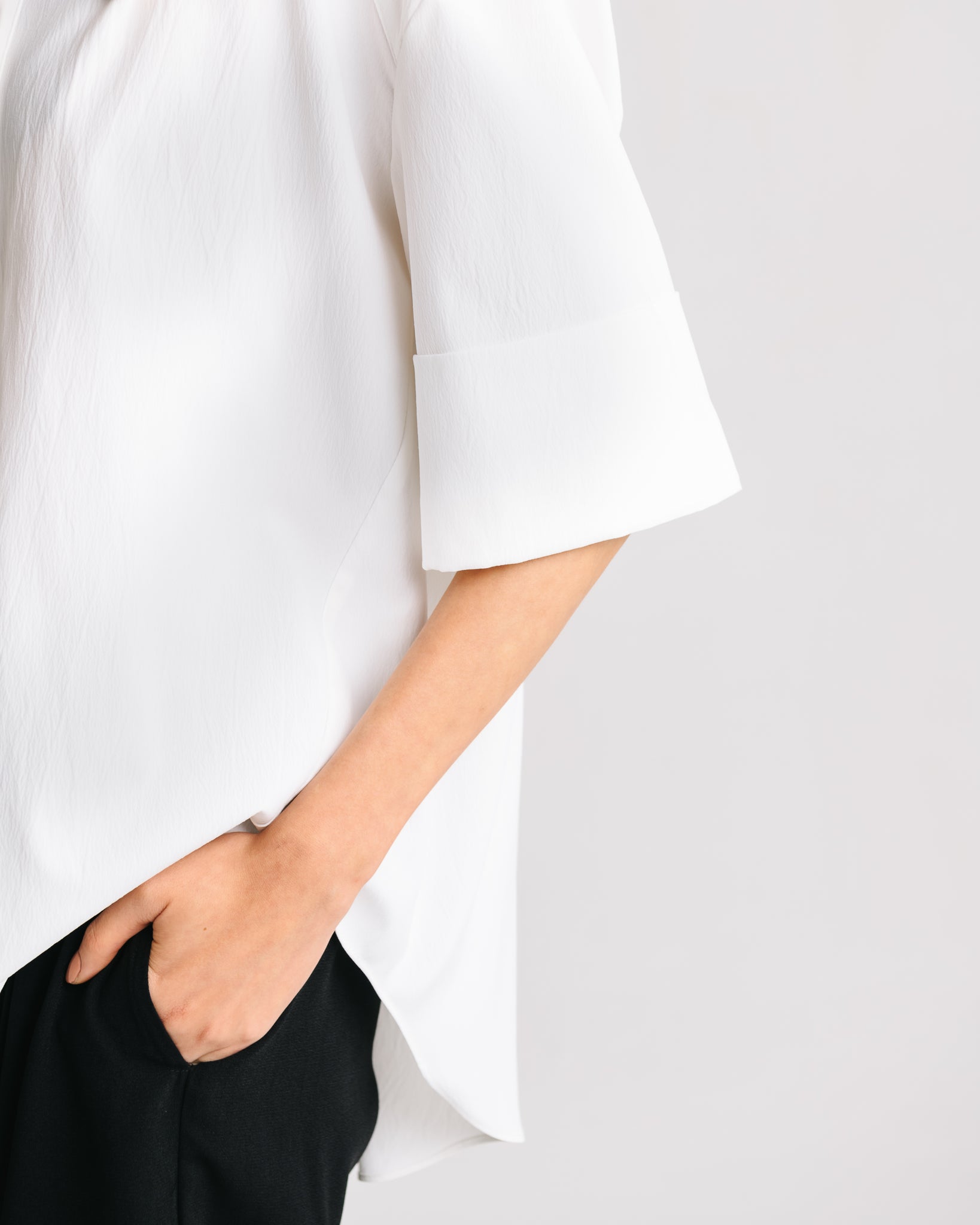 Folded Cuff Shirt (White)