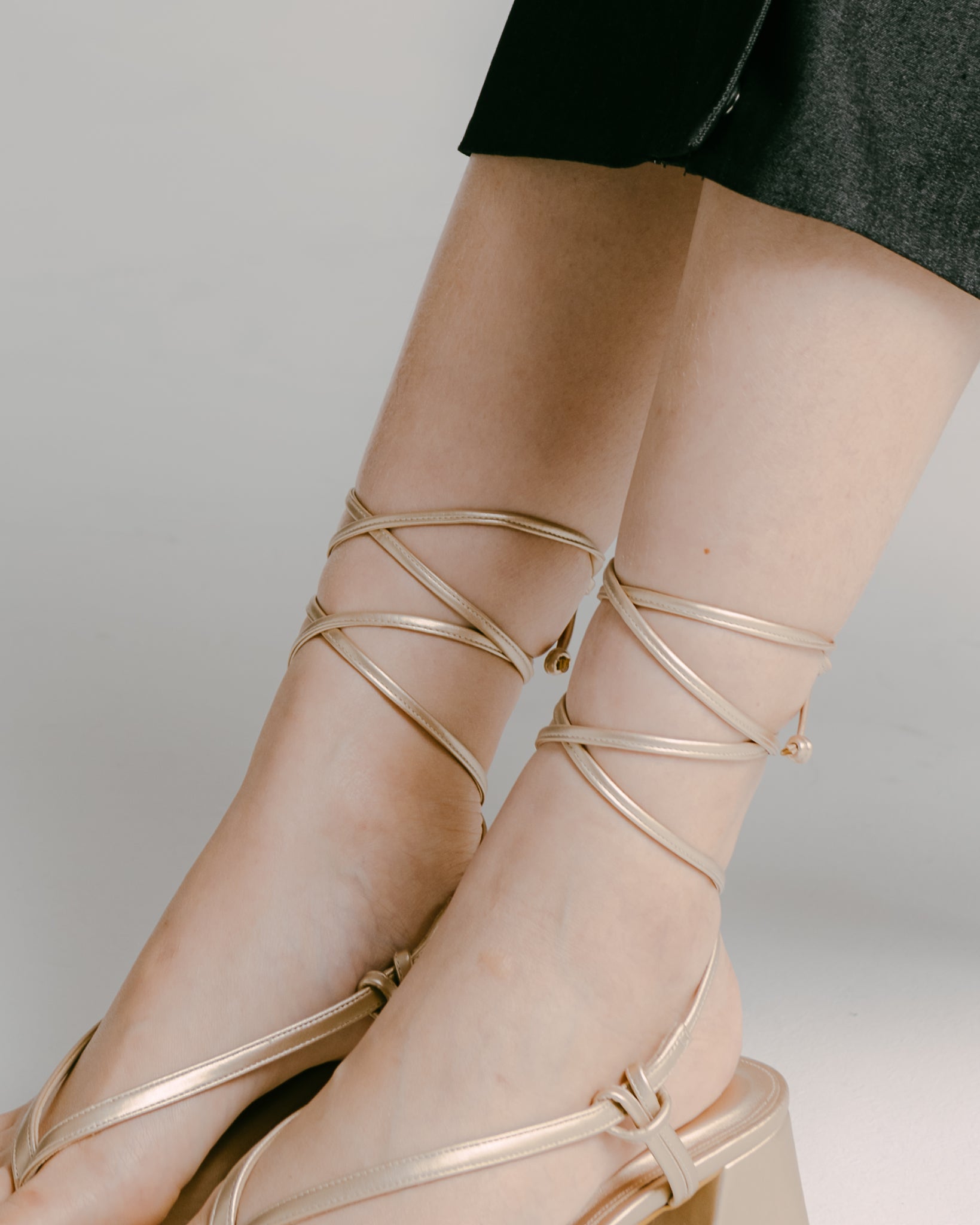 Delila Lace-Up Heel Sandals (Gold)
