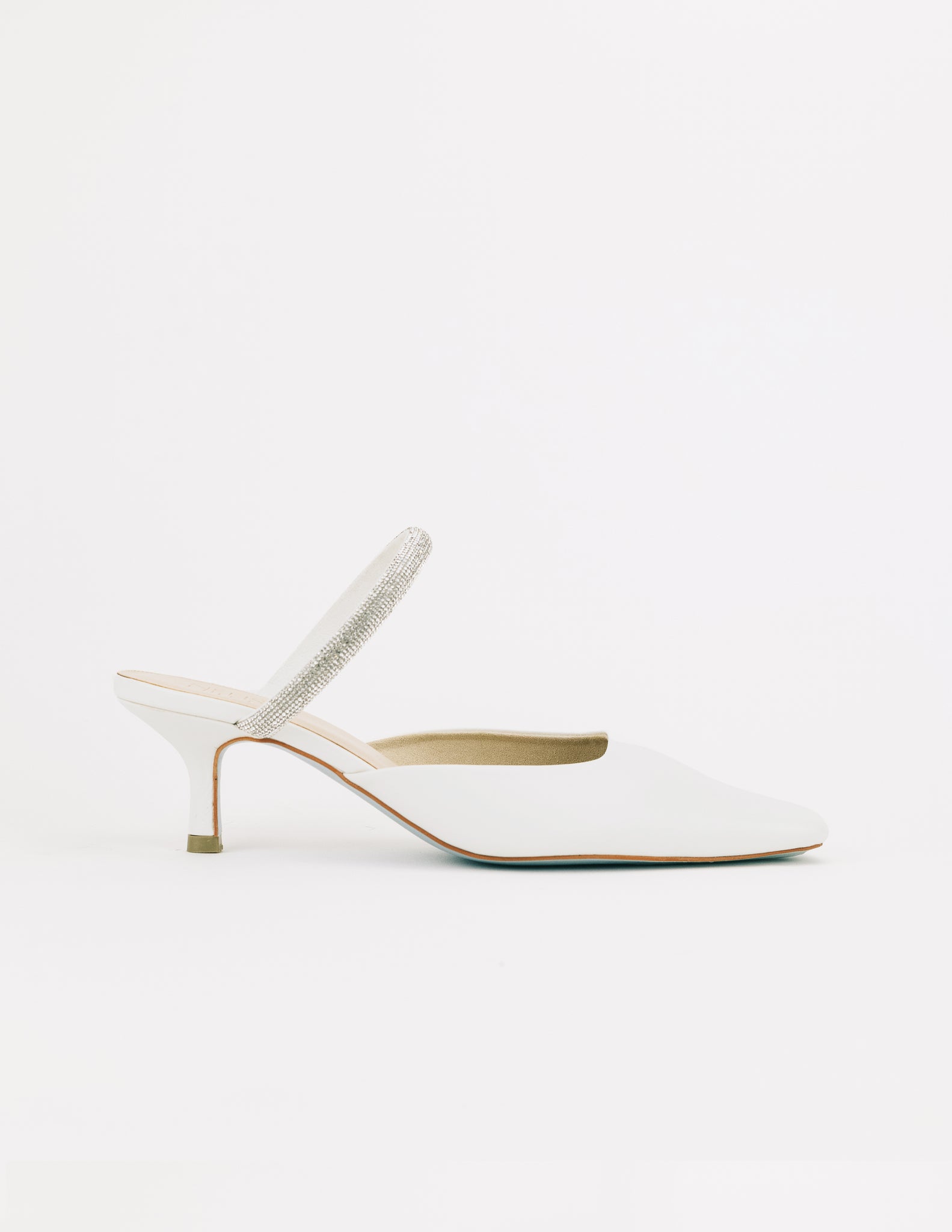Amore Embellished Strappy Mules (Pearl White)