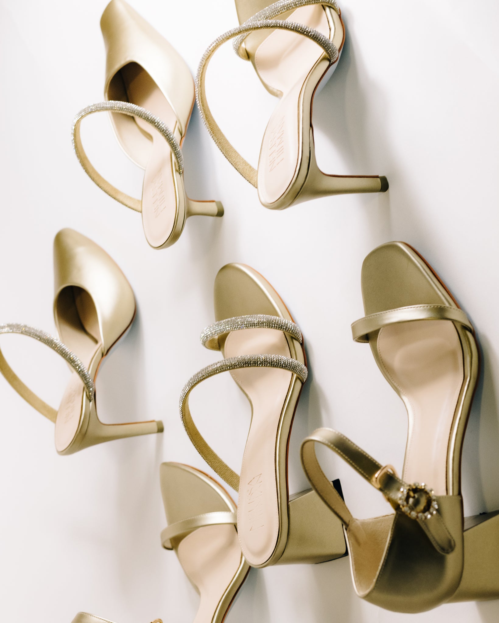 Aura Embellished Ankle Strap Block Heels (Gold)