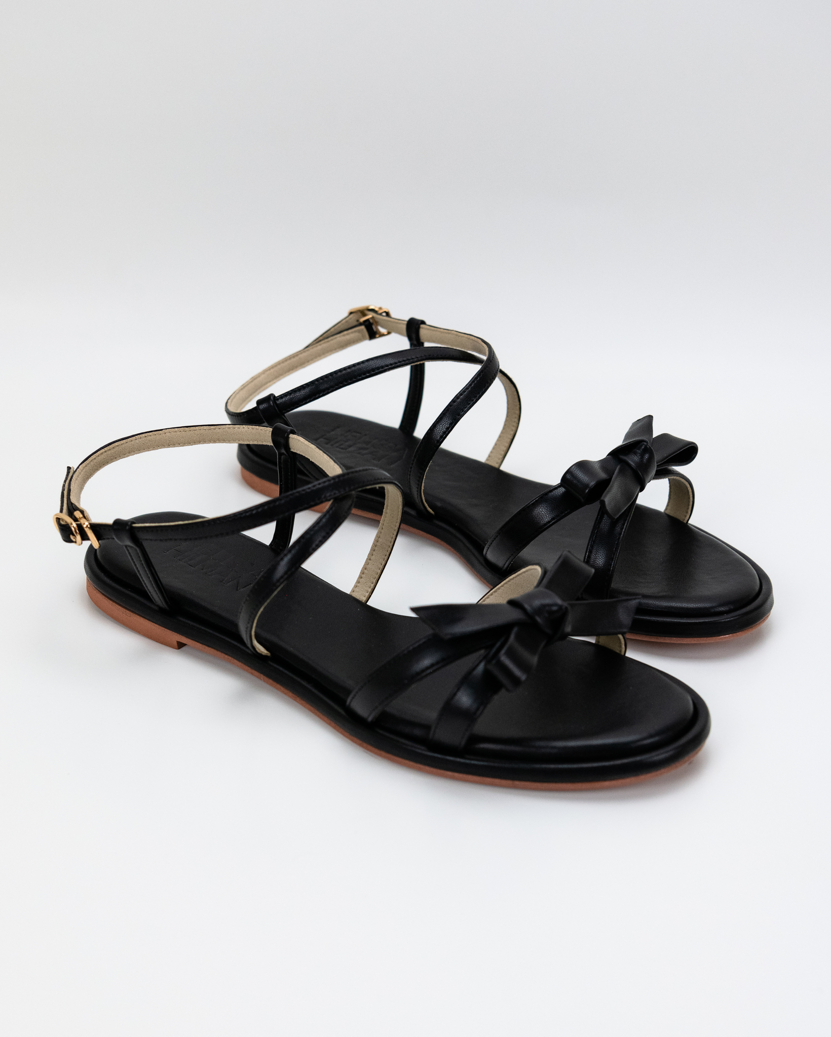 Darya Bow-Tie Flat Sandals (Black)